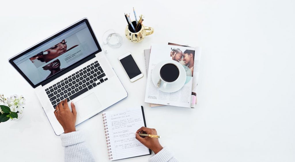 Website designer working on a site