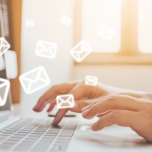 Business owner sending emails