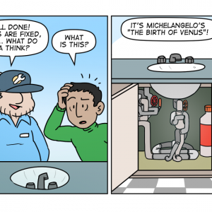 Comic showing some creative plumbing
