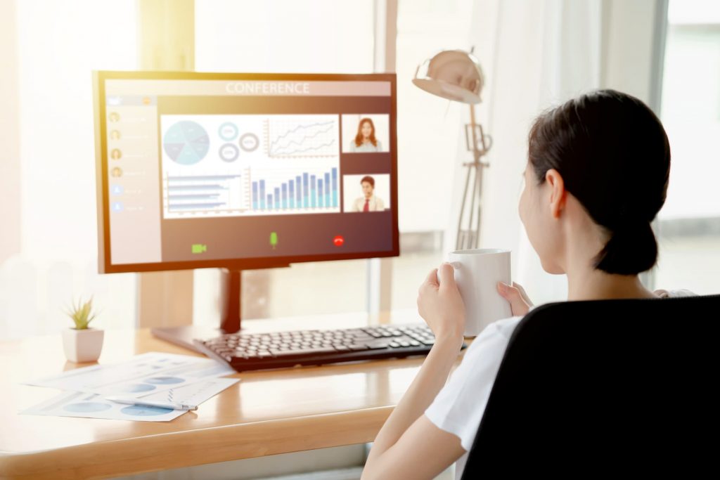 Business owner in a virtual meeting