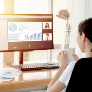 Business owner in a virtual meeting
